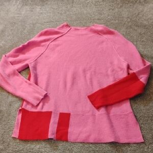 Vibrant Pink and Red Women's Crew Neck Sweater